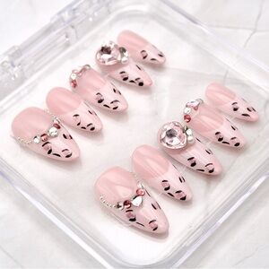 GlamBerry 10pcs Handmade Press-On Nails, Reusable, with Nail Kit - Sizes XS-L